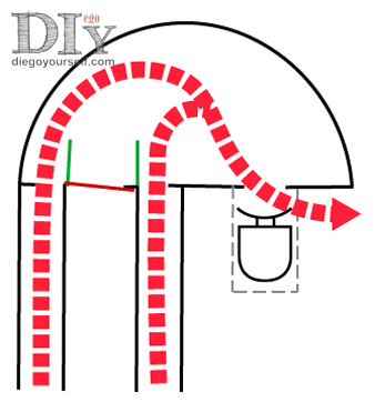 Masque Décathlon : schéma d'expiration dans le tuba